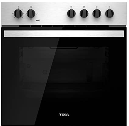 Teka HBE 435 ME - Horno Polivalente Convencional de 60 cm, 3 Funciones de Cocinado, Puerta 2 Cristales, Bandeja Profunda Esmaltada, Color Acero Inoxidable