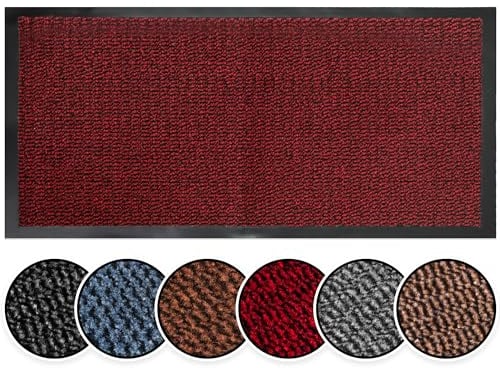 BLADO Washable Door Mats Indoor & Outdoor - Non-Slippery Heavy Duty - Stylish & Large Rubber - Perfect Dust Grabbing Doormats (Red, 60cm x 120cm)