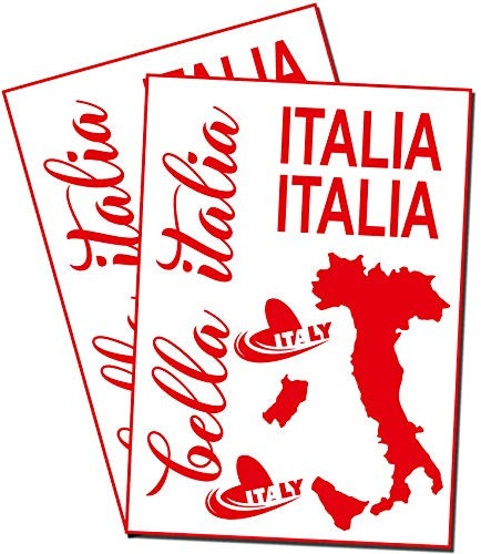 Finest Folia Bella Italia Aufkleber Set Italien für Auto Bus Wohnwagen Anhänger Motorrad Kfz Fahrzeug Autoaufkleber Italienische Karte Flagge Selbstklebend (K131 Rot)