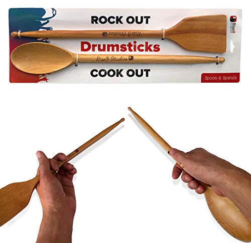 Rise8 Studios Drumstick Kochutensilien-Set aus Buche mit Löffel und Spatel