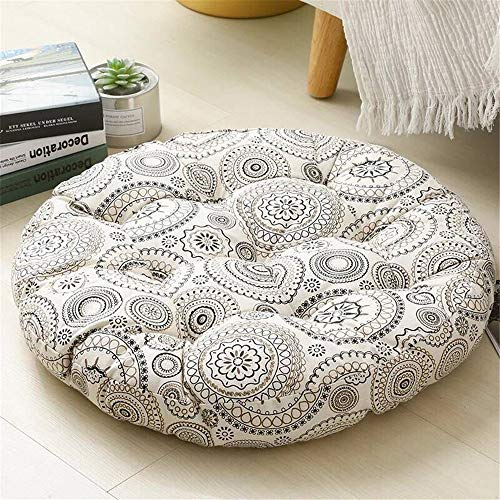 Morbuy Stuhlkissen Rund Einfarbig Sitzkissen, Atmungsaktiv Leinenimitat Tatami Mat Komfortable Stühle Bodenkissen Sitzauflagen für Outdoor Garten Office Sessel (50cm,Paisley)