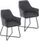SVITA Josie Dining 2er Set Esszimmerstuhl Sessel Polsterstuhl Stoff (Dunkelgrau)