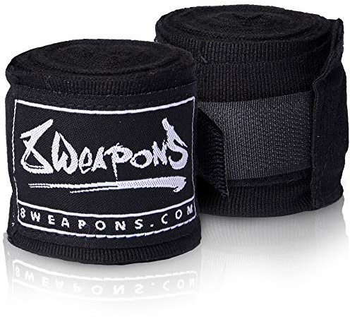8 Weapons Boxbandagen, halbelastisch, 3.5m, schwarz