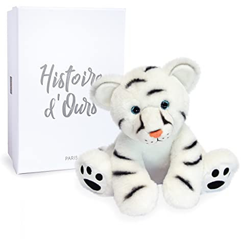 Histoire d'ours in Histoire d'OursPlüschtier für Babys, Tiger, 25 cm, Weiß