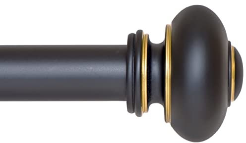 Ivilon Gardinenstange für Gardinenstange, Knauf-Design, 2,5 cm Stange, 71,1 bis 122,9 cm, Antikschwarz