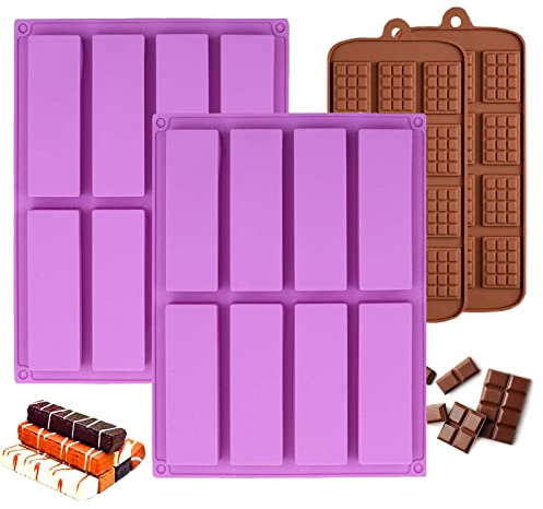 Backform Riegel, 3 Stück Silikonform Müsliriegel Backform, Riegelform Silikon BPA FREI, 8 Mulden Müsliriegel form Backform Rechteckig für Schokolade, Trüffel, Ganache, Muffin, Brownie, Cornbrot