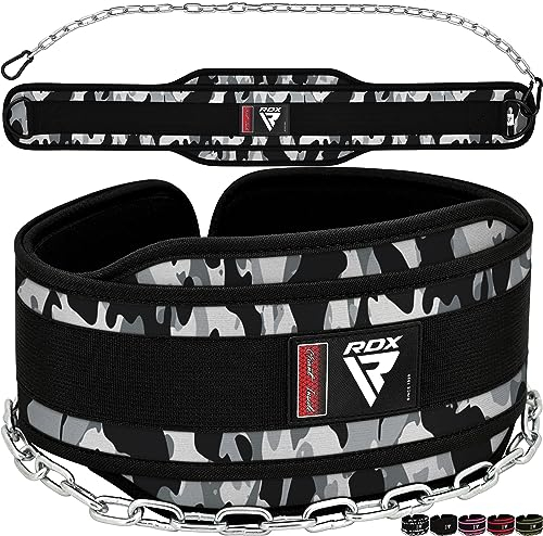 RDX Dip Gürtel 6 mit Kette und Karabiner, Profi Gewichtsgürtel für Zusatzgewicht, Gewichthebergürtel Klimmzügen Dipping Belt, Gewichtheben Bodybuilding Krafttraining, Männer Herren Damen