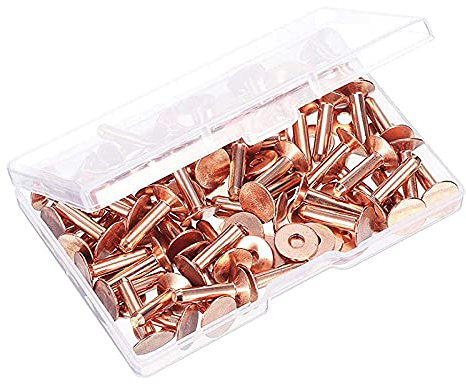 Micvtve 100 Set Rivetti in Rame e Rondelle per Sbavature Rivetto in Pelle per Rivetti in Rame per Collari Forniture Artigianali in Pelle DIY