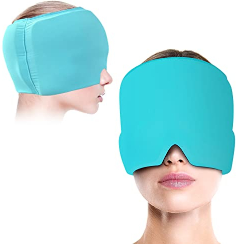 Gel Kühlmütze Migräne Maske, Dehnbare Kühlpads Headache Relief Hat Kühlmütze Migräne Mütze, Kopfschmerzen und Migräne Mütze für Kopfschmerzen Geschwollene Augen