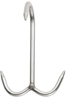 Briconess.com Gancio da macellaio in acciaio INOX a ancora con 3 punte confezione 10 pezzi