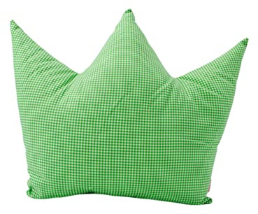 POWER INN Kronenkissen groß ca. 42x35cm | universelles Dekokissen | gemütliches Sofakissen | Kuschelkissen zum Träumen und Schlafen | 100% Baumwolle, Öko Tex 100 Premium Füllwatte (Grün kariert)