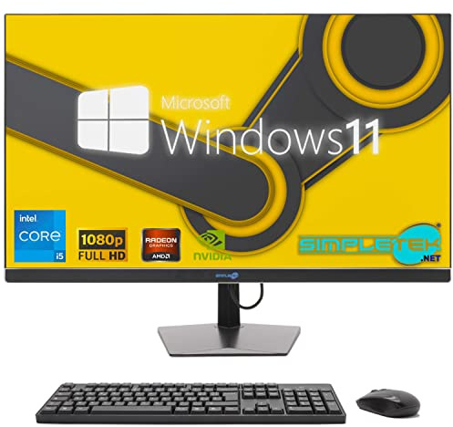 SIMPLETEK - All in One i5 10° Gen AiO 27 Windows 11 Pro 32GB SSD 2TB mit GPU GTX1650 4GB WiFi6 + BT 5.2 + Webcam | Ideal zum Bearbeiten / Gaming
