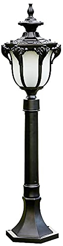 Außen Retro Wegeleuchte Schwarz aus Aluminium und Acryl-schirm in Klar Wasserdicht IP44, E27 Fassung, Säulenlampe Aussenleuchte Gartenleuchte Pollerleuchte Pfostenlampe Sockelleuchte (Höhe 80CM)