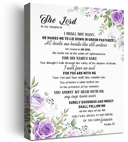 Christlich-religiöse Leinwand-Wandkunst, Psalm 23, Bibelvers, Leinwand-Poster, Wanddekoration, Psalm 23, Wandkunst W633