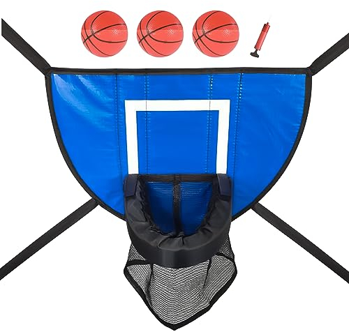 Les-Theresa Trampolin Basketballkorb,Abreißrand zum Eintauchen TrampolinBasketballaufsatz mit Pumpe und 3 Mini-Bällen, wandmontierter Basketballkorb für Kinder und Erwachsene, für drinnen und draußen
