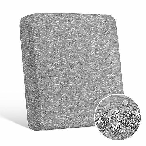 LWuuywa L-Form Sitzkissenbezug Stretch Wasserdicht Sofabezug Jacquard Sofahusse Kratzfester Rutschfest Cover für Sitzkissen Sitzkissenschutz (Grau, 1pcs-1 Sitzer)
