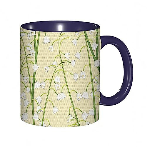 RFSHOP Kaffeetasse Buttermuster mit lila Orchideen Butter Farn Druck 325 ml Keramik Teetasse mit Griff für Home Office Weihnachten Geburtstag