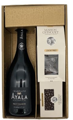 Confezione regalo oro - Champagne Ayala -1 Brut - Cacaotines (1x150g) et Raisins au sauternes (1x100g) MAISON GUINGUET