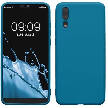 kwmobile Hülle kompatibel mit Huawei P20 Hülle - weiches TPU Silikon Case - Cover geeignet für kabelloses Laden - Karibikblau