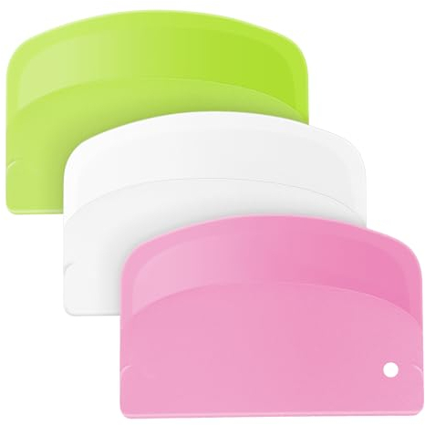 Vutyvve Raschietto per impasto, in plastica, per pizza, pasticceria, torta, set da 3