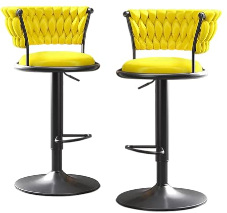 Taburetes de bar Taburetes de bar giratorios, juego de 2 taburetes de bar de altura ajustable para mostrador de elevación aérea, cocina, comedor, cafetería, silla de bar de terciopelo hidráulico con
