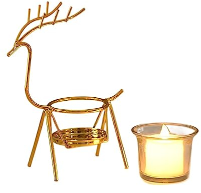 Kerzenleuchter Rentier-Kerzenhalter, Teelicht, Hirsch, Metall, Eisen, Kerzenhalter, Weihnachten, Hochzeit, Zuhause, Couchtisch-Dekoration Kerzenhalter (Color : A)