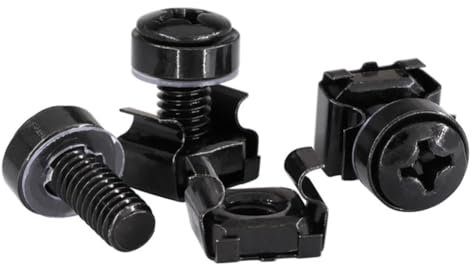 Carriere 50 Stück M6 X 16 mm Rack-Montageschrauben, Käfigmuttern und Muttern und Unterlegscheiben für Rack-Serverschränke