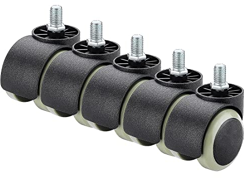 Lenkrollen für Bürostühle, Ersatz-Lenkrollen aus PU-Gummi, 5er-Set, 2 Zoll, Schaftgröße 11 mm x 22 mm/10 mm x 19 mm, universelle Passform, für Hartholzfliesen, Vinylböden und Teppiche