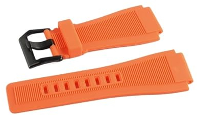 NASUNJIA Armbänder 24 Mm Kompatibel Mit Bell & Ross BR-01 BR-03 Silikon-Uhrenarmband Mit Werkzeug(Orange Black buckle)
