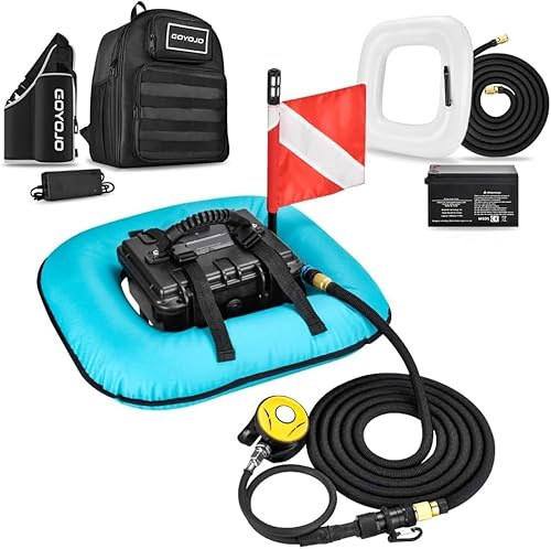 GOYOJO Système de Ventilation sous-Marin Portable, 52L/Min, Respiration 50-70 Min, Compresseur d'air Étanche, Approuvé par Les Compagnies Aériennes (Bleu)