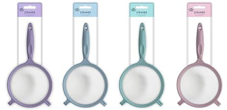 Sieve Plastic Fine Mesh Strainer Flour Sifter Food Colander Pastel Sieve Perfect For Sugar Pasta Spaghetti Rice Straining Draining Baking Cooking Kitchen Essentials Assorted Color L28x14.5cm Dia (1pc)