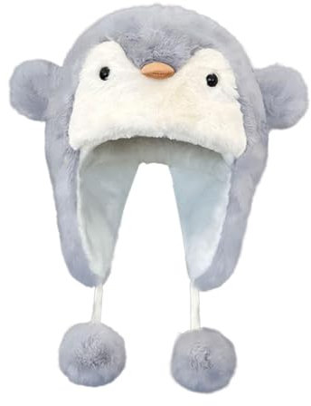 rockible Gorro de peluche de dibujos animados, artículos novedosos, gorro de invierno para fiestas de patinaje, recuerdos de pesca, Gris