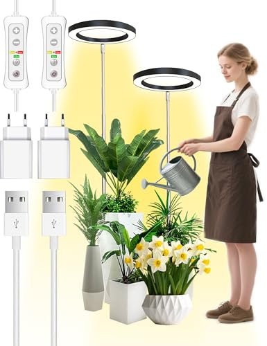 Plant Grow Light, LED Grow Light Full Spectrum per piante da interno, altezza regolabile, timer automatico, bassa tensione di sicurezza da 5 V, idea per grandi piante luminose