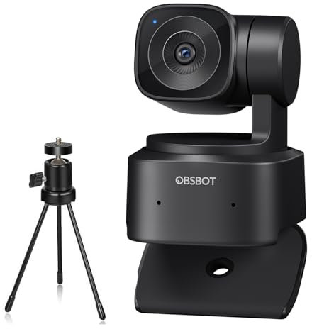 OBSBOT Tiny SE Webcam per PC, Full HD 1080P 100FPS USB Web Cam con tracciamento AI, microfono, treppiede, HDR sfalsato, doppio ISO, telecamera streaming Plug&Play per laptop/desktop, videochiamate