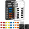 UCkasayfy 12 Way Fuse Box 12V/24V DC ATC/ATO Fuse Board Holder with 24 pcs Fuses LED Indicator Negative Bus Blade for Car, Boat, RV, Truck, Marine