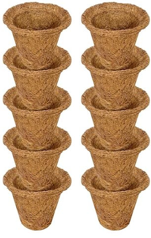 Kokos-Töpfe,Kokos-Pflanztöpfe | 10X Pflanzen-Startertöpfe - Sämlingsbecher, Sprossenblumen-Setzlingstöpfe für den Gemüseanbau, Fensterbänke, Wohnungsbalkone