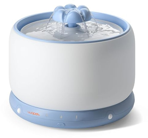 WOPET Fuente de agua inalámbrica para gatos, 3L/2,863.3 g W03, elegante fuente de agua de cerámica para mascotas, dispensador de agua para gatos y perros, funciona con pilas de 5000 mAh
