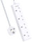 4 Way Extension Lead 1M, HANYCONY Plug Extension Socket with Braided Cable, Compact Multi Plug Power Strip 3250W, Electric Extension Cord for Home, Office, Desk, Travel Accessories, White