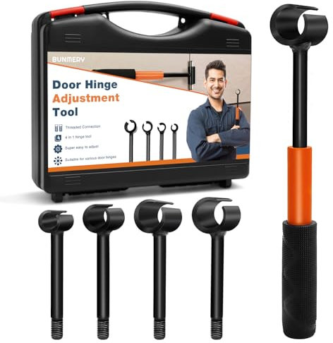 Door Hinge Adjustment Tool Kit, 4 in 1 Hinge Gap Adjusting Wrench Set for Residential and Commercial Use, Door Gap Adjustment Tool, Heavy Duty Door Hinges Repair Wrench with Rubber Grip