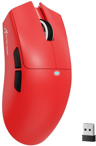 ATTACK SHARK X11SE Kabellose Gaming-Maus, 63g Superleicht, mit PixArt PAW3311-Sensor, 22000 DPI, Tri-Mode BT/2,4 GHz/Kabelgebunden, 1000Hz, 300mAh Battery, Dual-Treiber, für PC/Xbox/PS/Mac, Rot