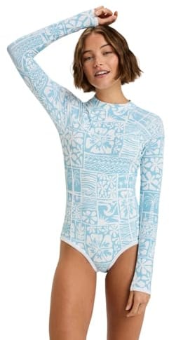 Roxy Flowers Wave - Long Sleeve Back Zip One-Piece for Women - Long Sleeve Back Zip One-Piece - Women - Blue