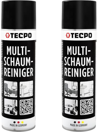 TECPO 2X Multi Schaum Reiniger, 500ml Kfz Reinigungsmittel für Innenraum, Kunststoff, Scheiben, Polster, Glas, Metall Autopflege Aktiv Reiniger