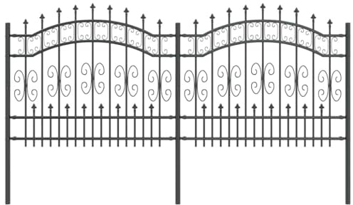 vidaXL Gartenzaun KAMPEN 240 x 140 cm Pulverbeschichteter Stahl Grau