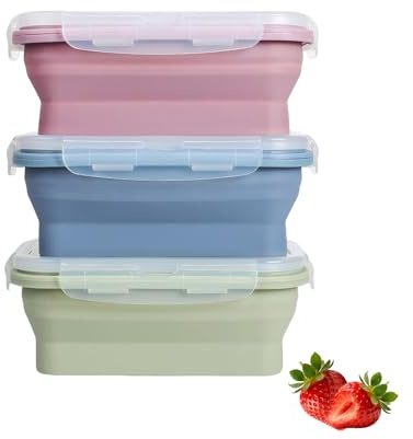HXSYKJDM Fiambreras plegables, 3 unidades, fiambreras plegables a prueba de fugas, 550 ml