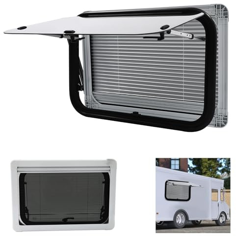 BJTDLLX 750x500mm Wohnwagen Fenster Wohnmobilfenster, 65° Ausstellfenster RV Externes Push Fenster, inkl. Verdunklung Seitenfenster für Camper, Anhänger