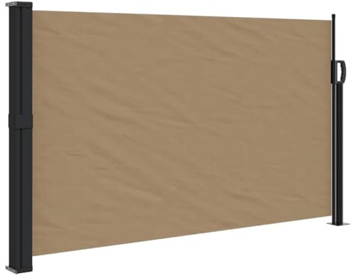 Store Latéral Rétractable, Brise-Vue Jardin Paravent Extérieur Auvent latéral rétractable Taupe 120x600 cm