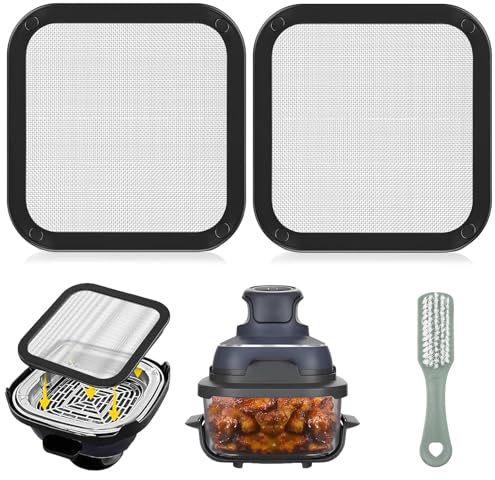 Yieson Magnetic Stainless Steel Splash Guard, Stainless Steel Splash Guard for Ninja Crispi FN101GY/FN101SG/FN101ST Outdoor Hot Air Fryer Accessories Hot Air Fryer with Silicone (Pack of 2)