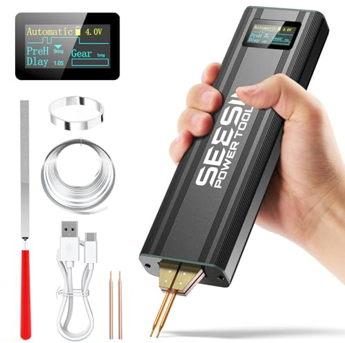 SEESII - Soldador por Puntos para Pilas: Soldador Portatil con batería Recargable, Mini Soldador de Batería para Láminas Niqueladas Hasta 0,2mm – para Montaje y Reparación de Paquetes de Baterías