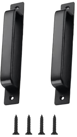 Vauki Lot de 2 poignées de porte coulissante avec 4 vis - En alliage noir - Pour porte de balcon et porte de garage
