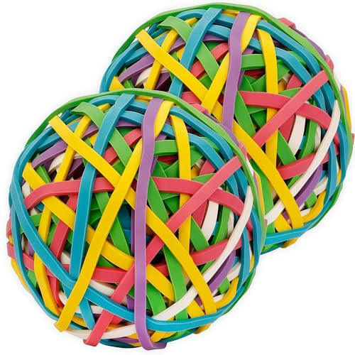 2er-Pack Gummibänder Ball | 80 mm breit | 3 mm stark | Ca. 300 Stück | 5 Farben | Elastische Gummibänder für Büro, Schule & Zuhause | Starke Dehnbare Bandschlinge | Universelles Bürobedarf